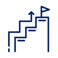 Ascending staircase with an upward arrow